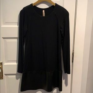 Black long sleeve dress with “leather” detail